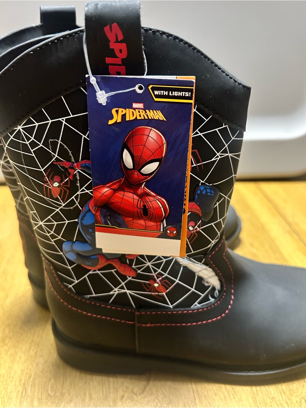 Marvel Black Spider-Man Kids light up Boots with Zipper - Picture 8 of 10